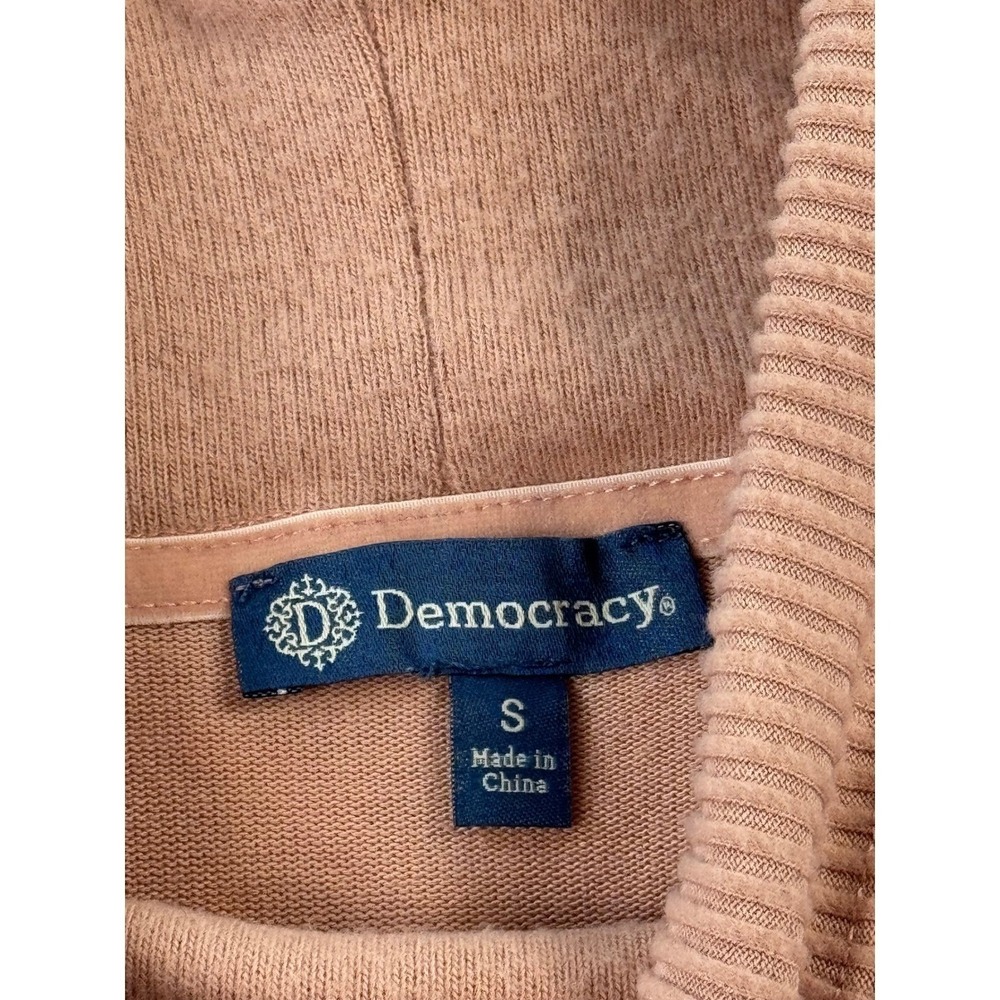 Democracy Pink Cowl Neck Ribbed Sleeve Kangaroo Pocket Pullover Sweater Size S - Picture 8 of 12